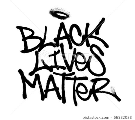 Sprayed black lives matter font graffiti with overspray in black over white. Vector illustration. 66582088