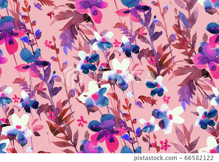 Watercolor floral seamless pattern. - Stock Illustration [66582122] - PIXTA