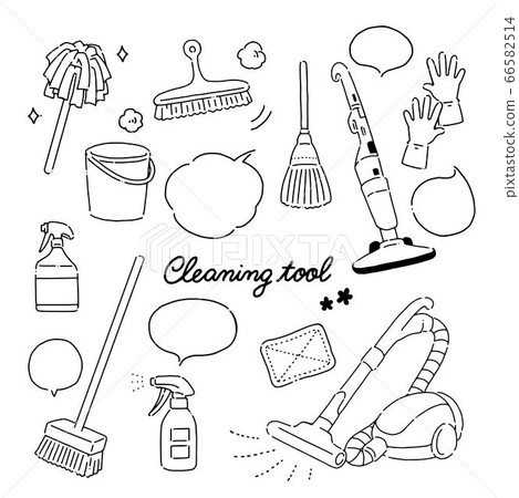 簡單和可愛的手繪清潔工具插圖集 簡單和可愛的手繪清潔工具插圖集 66582514