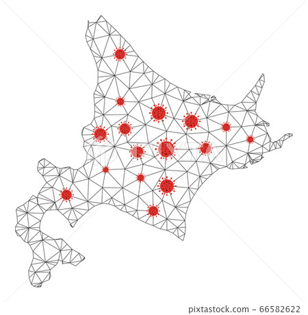 Polygonal Carcass Mesh Vector Hokkaido Island... - Stock Illustration ...