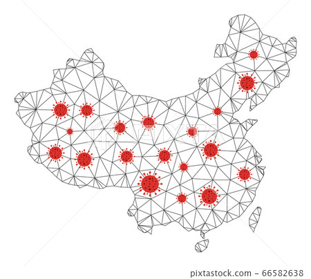 Polygonal Wire Frame Mesh Vector China Map with... - Stock Illustration ...