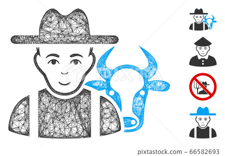 Cattle Farmer Web Vector Mesh Illustration Cattle Farmer Web Vector Mesh Illustration 66582693