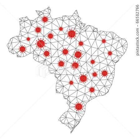 Polygonal 2D Mesh Vector Brazil Map with... - Stock Illustration ...