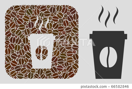 Stencil Mosaic Paper Coffee Cup of Coffee Beans 66582846