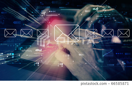 Email concept with man using tablet Email concept with man using tablet 66585871