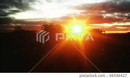 City, town architectural 3d visualization. Aerial view. 3d rendering. 66586427