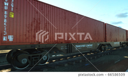 Freight train with cargo containers. Logystic concept. 3d rendering. 66586509