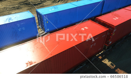 Freight train with cargo containers. Logystic concept. 3d rendering. Freight train with cargo containers. Logystic concept. 3d rendering. 66586518