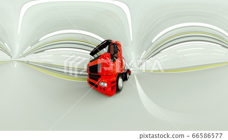 360 degrees panorama. red Gasoline tanker in a tunnel. fast driving. oil concept. 3d rendering. 360 degrees panorama. red Gasoline tanker in a tunnel. fast driving. oil concept. 3d rendering. 66586577