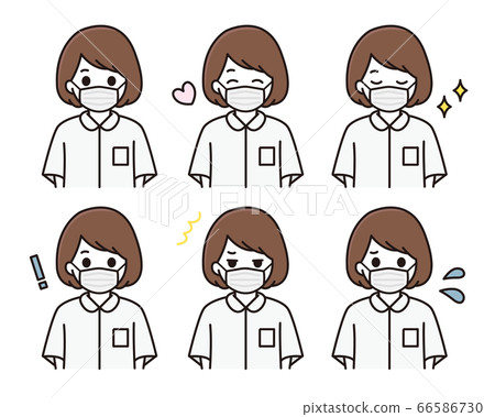 Nurse nurse mask facial expression icon set 66586730