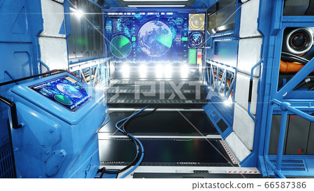 Space ship futuristic interior. Sci fi view. 3d rendering. Space ship futuristic interior. Sci fi view. 3d rendering. 66587386