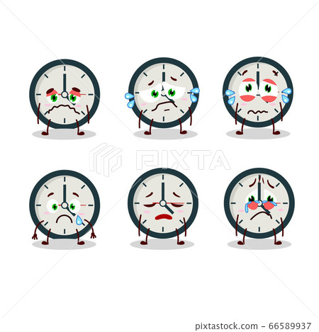 Clock cartoon in character with sad expression Clock cartoon in character with sad expression 66589937