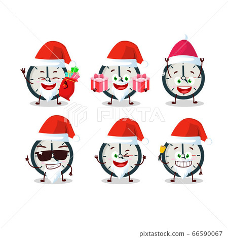 Santa Claus emoticons with clock cartoon character Santa Claus emoticons with clock cartoon character 66590067