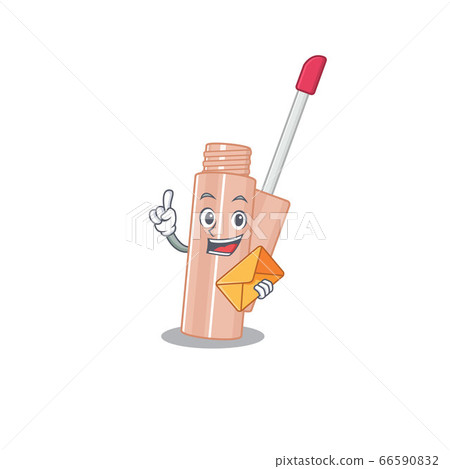 A picture of cheerful lip tint cartoon design with brown envelope A picture of cheerful lip tint cartoon design with brown envelope 66590832