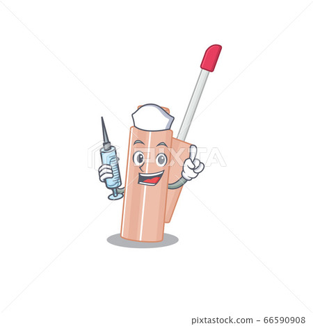 Lip tint humble nurse mascot design with a syringe Lip tint humble nurse mascot design with a syringe 66590908