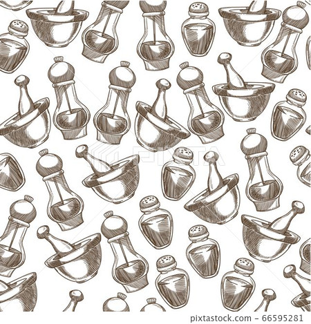 Salt and pepper shaker, species for dishes seamless pattern Salt and pepper shaker, species for dishes seamless pattern 66595281