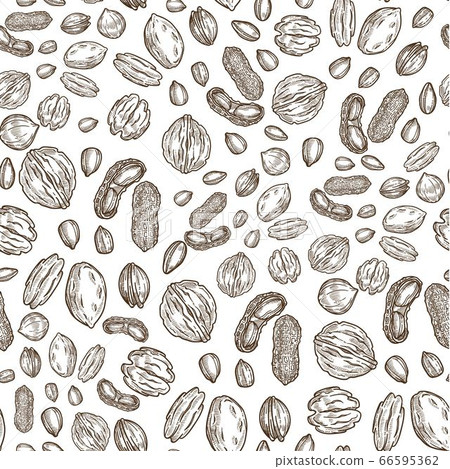 Nuts and snacks, organic ingredients for cooking seamless pattern 66595362