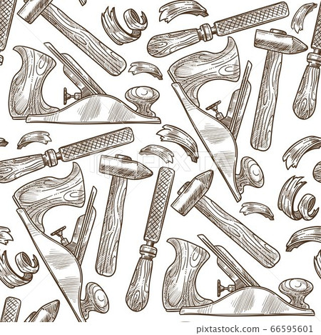 Carpentry tools for woodwork, hammer and chisel... - Stock Illustration ...