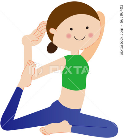 Woman doing yoga in pigeon pose 66596402