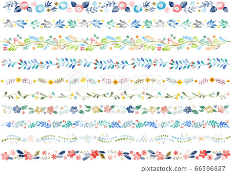 水彩風格植物線設置2 66596887