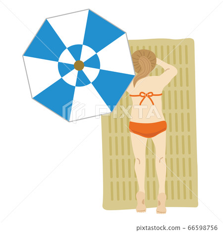 Illustration of a woman lying on the beach Illustration of a woman lying on the beach 66598756