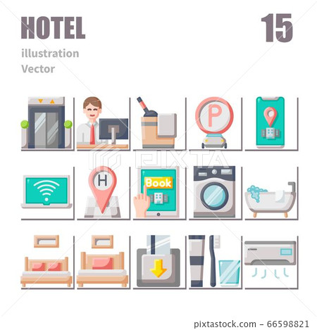 Hotel icons set, Flat symbol, vector and...-插圖素材 [66598821] - PIXTA圖庫