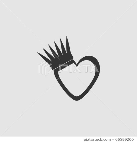Heart crown icon flat. 66599200