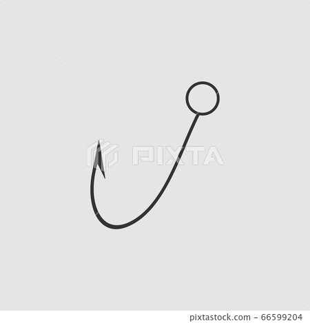 Fishing hook icon flat. Fishing hook icon flat. 66599204