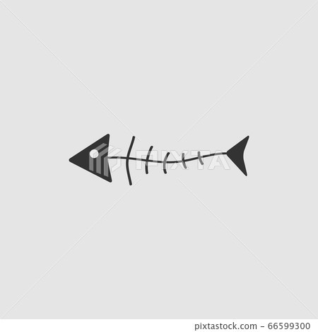 Fish skeleton icon flat. - Stock Illustration [66599300] - PIXTA