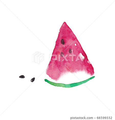 Hand drawn watercolor illustration watermelon and seeds 66599332