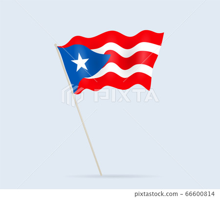 Puerto Rico flag on flagpole waving in the wind. Puerto Rico flag on flagpole waving in the wind. 66600814