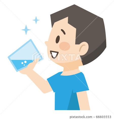 一個年輕人喝一杯水的插圖 一個年輕人喝一杯水的插圖 66603553