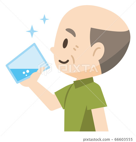 一名老人喝一杯水的插圖 一名老人喝一杯水的插圖 66603555