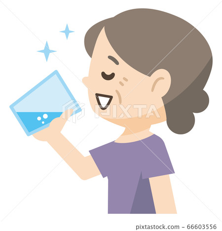 一名老婦,喝一杯水的插圖 一名老婦,喝一杯水的插圖 66603556
