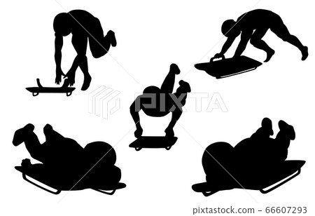 Winter sports silhouette skeleton 66607293