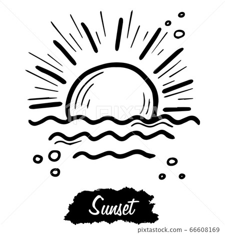 Sunset isolated on white background. Vintage... - Stock Illustration ...