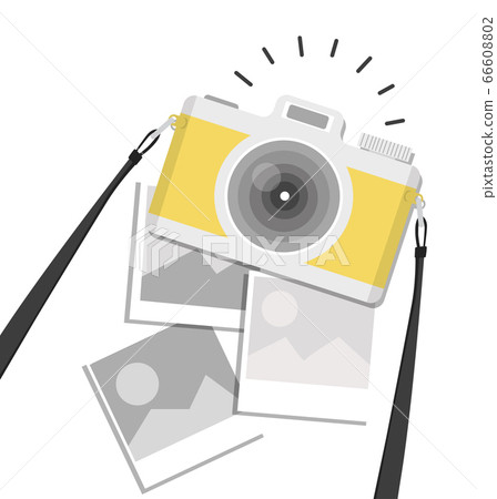 hanging vintage camera with photo On Isolate White hanging vintage camera with photo On Isolate White 66608802