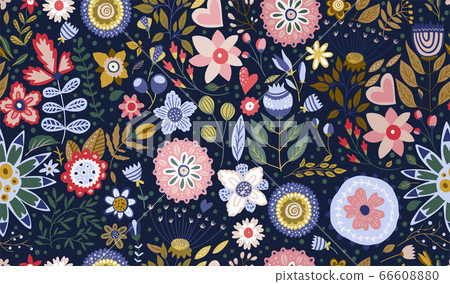 Floral ornate seamless cartoon pattern. Floral ornate seamless cartoon pattern. 66608880