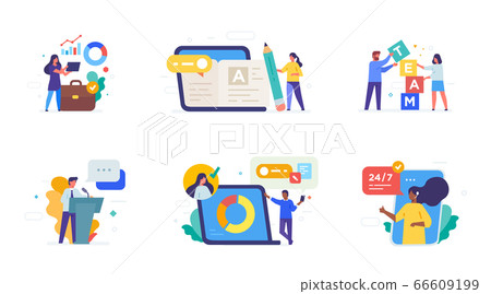 People use gadgets. set of icons, illustration People use gadgets. set of icons, illustration 66609199