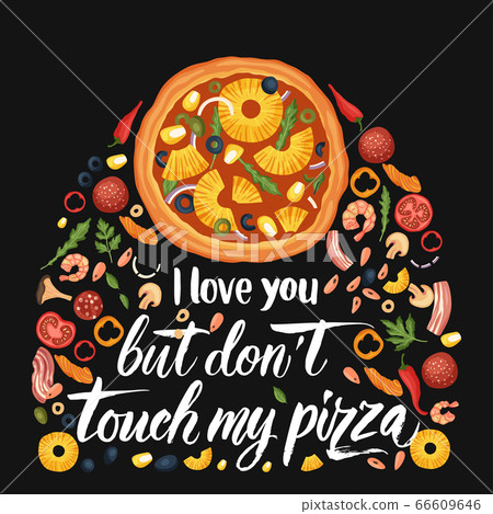 Lettering pizza vector illustration. 66609646