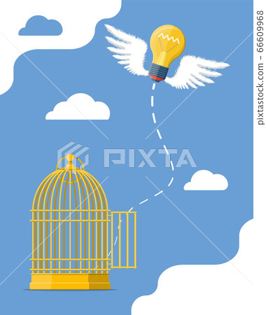 Fresh bulb idea flying from bird cage 66609968