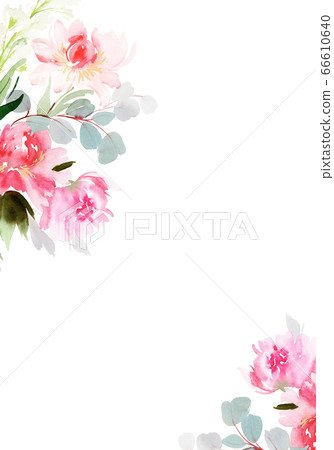 Greeting card with watercolor flowers handmade. 66610640