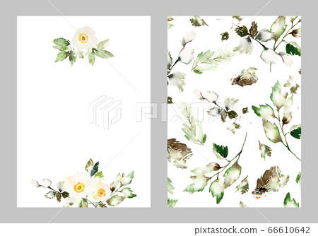 Watercolor card with delicate anemones 66610642