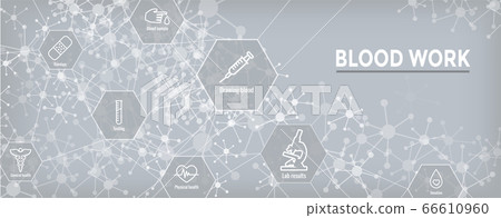 Blood testing work icon set and web header banner 66610960