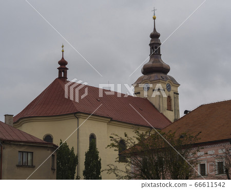 Baroque church in Kamenice village in czech republic 66611542