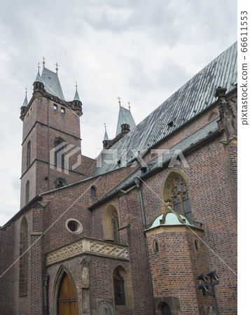 gothic cathedral in city centre Hradec Kralove in Czech republic 66611553