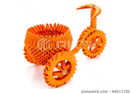 old tricycle of green color isolated 66611780