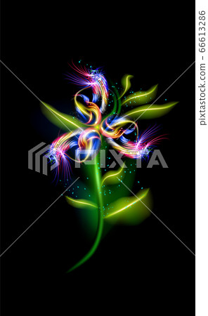 Glowing modern flower blue. Colorful ornamental Glowing modern flower blue. Colorful ornamental 66613286