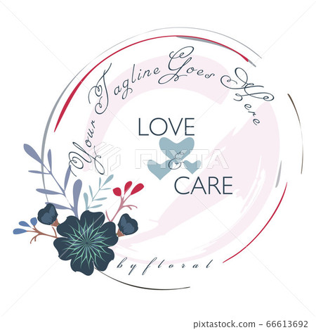 Floral vector round frame with pink rose, hydrangea, carnation flowers, mixed plants Floral vector round frame with pink rose, hydrangea, carnation flowers, mixed plants 66613692
