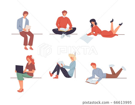 Diverse people character stay home isolated set Diverse people character stay home isolated set 66613995